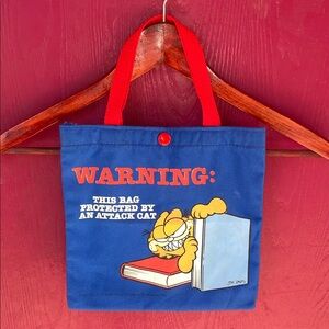 Garfield 'Warning: This Bag Protected by an Cat' Tote mid size tote bag 6” x 8”